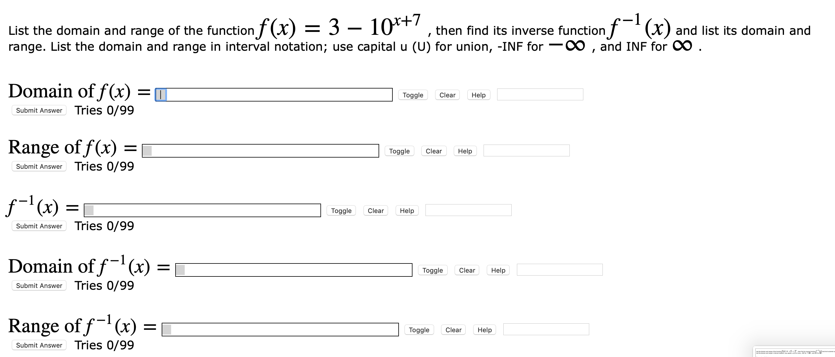 I need help with this. List the domain and range of the