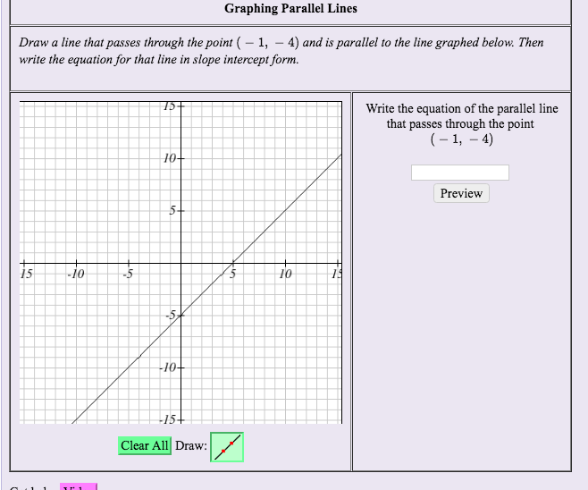 Graphing Parallel Lines Draw a line that passes through the point