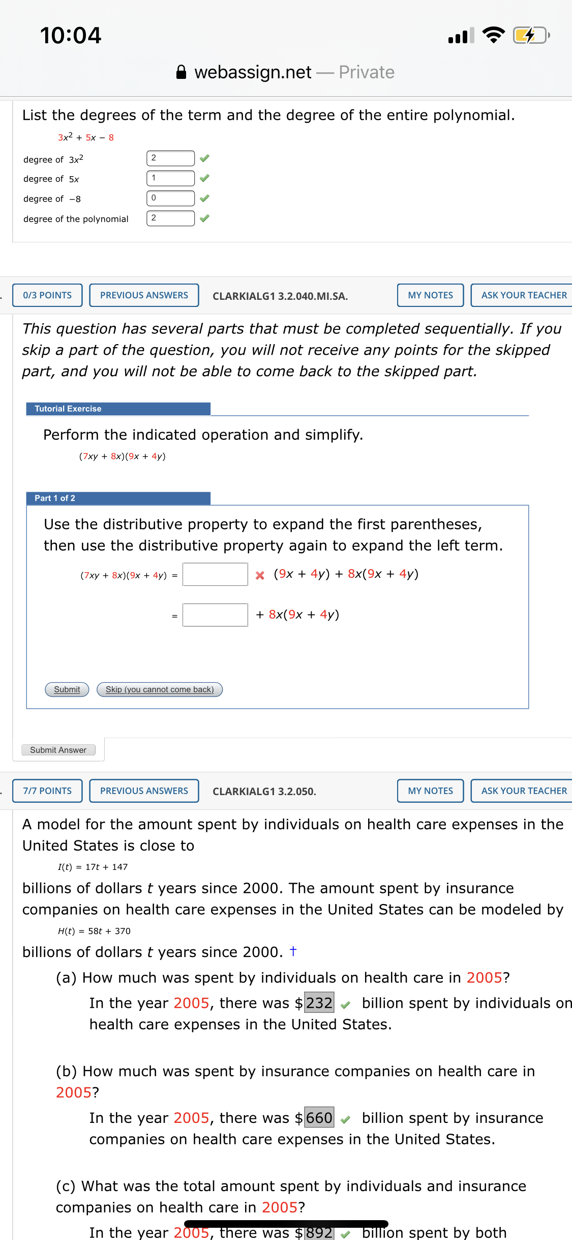 Answer question 5 10104 mi '6' CD' 0 webassign.net Private List the