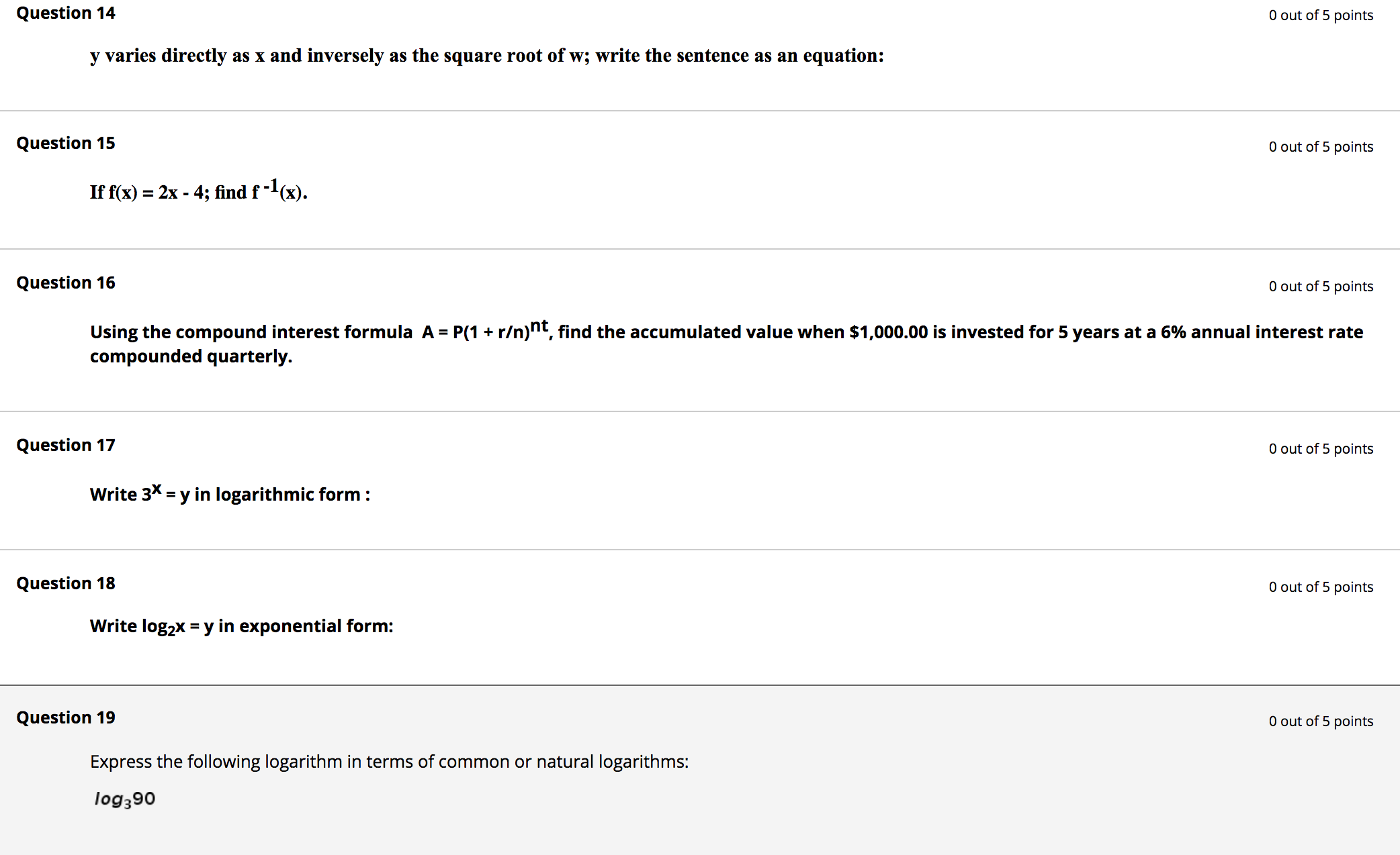 1 Solve for x: i = 3 6 Question 2 Write the