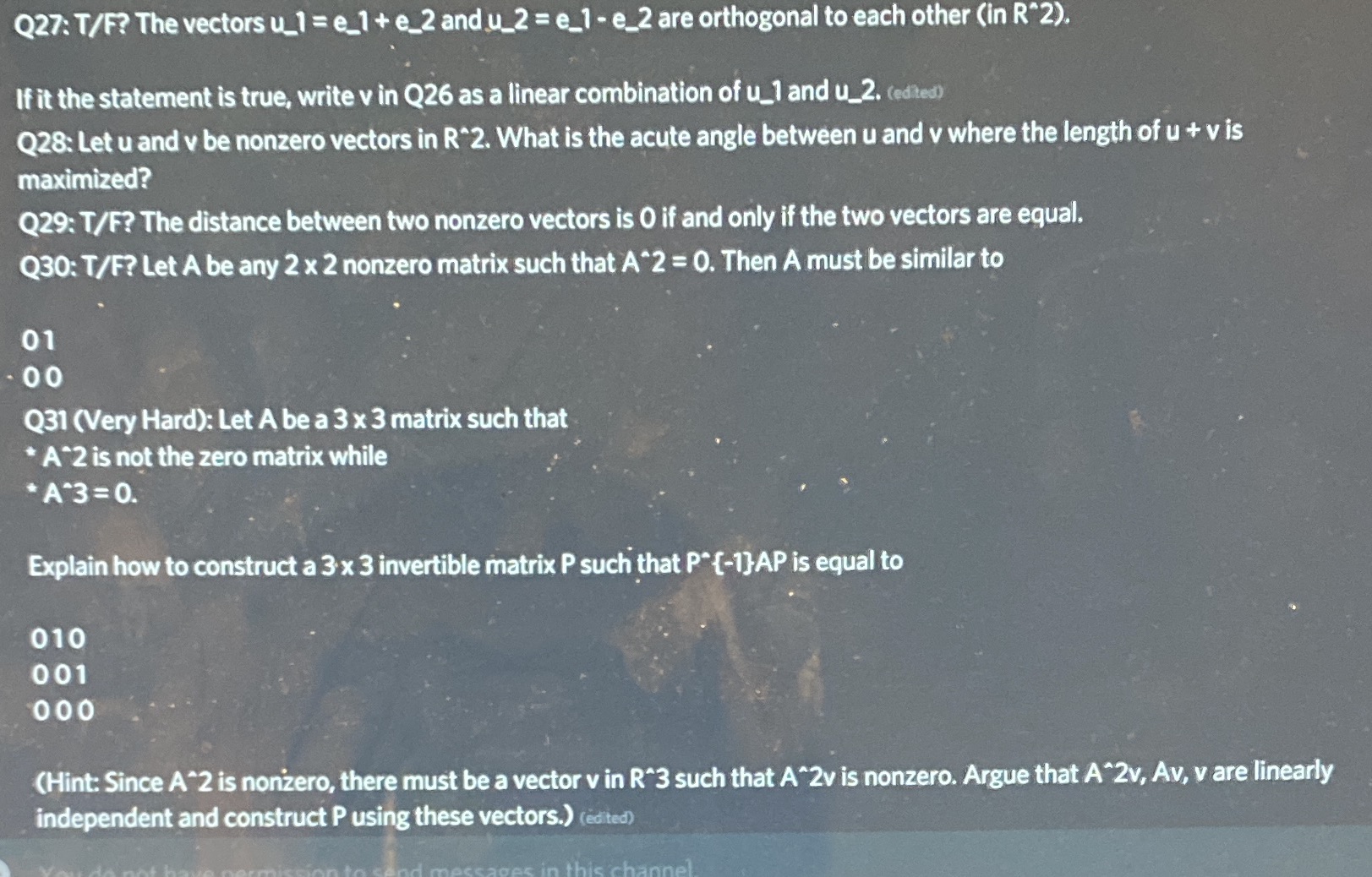  Q27: T/F? The vectors u_1 = e_1 + e_2 and u_2