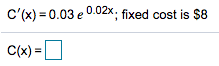 Find the cost function for the marginal cost function. \f