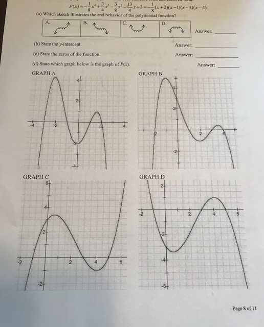 Practice the study page and Consider the polynomial P(x), shown in both