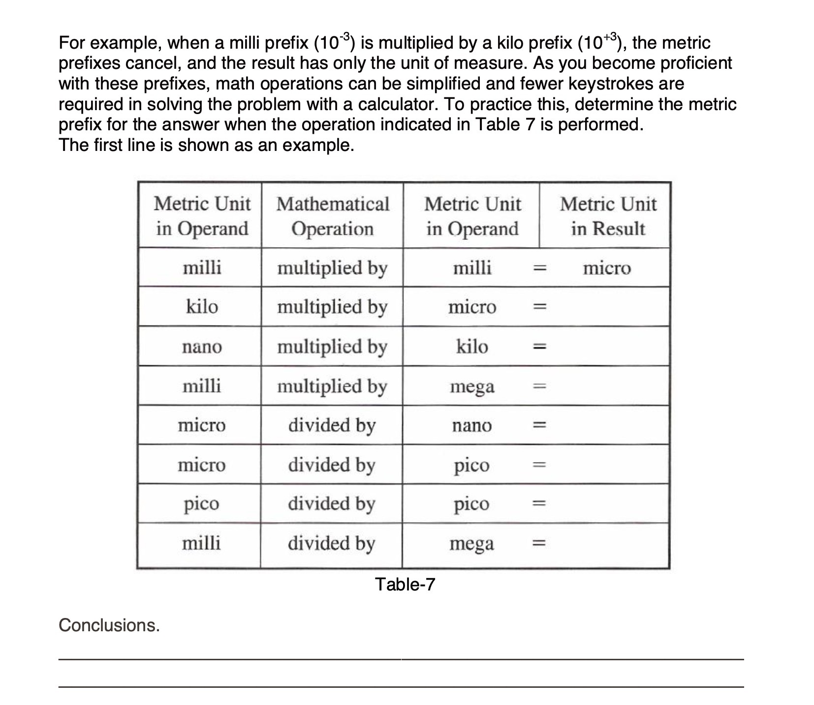 For example, when a milli prefix (103) is multiplied by a