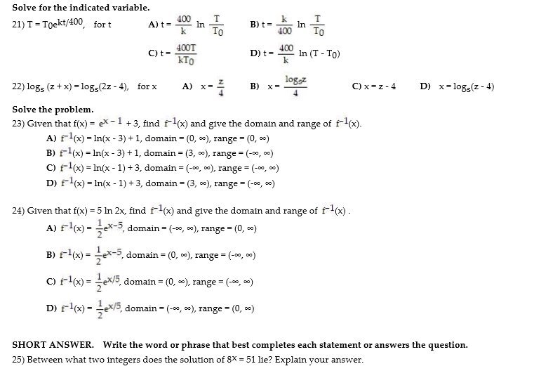  Solve for the indicated variable . 21 1 I = InEktiADD