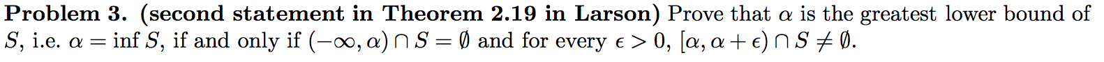 Note: Problems 1 - 3 are stated for subsets S of a