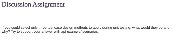  Discussien Assignment If yen ceuld select only three test ease design