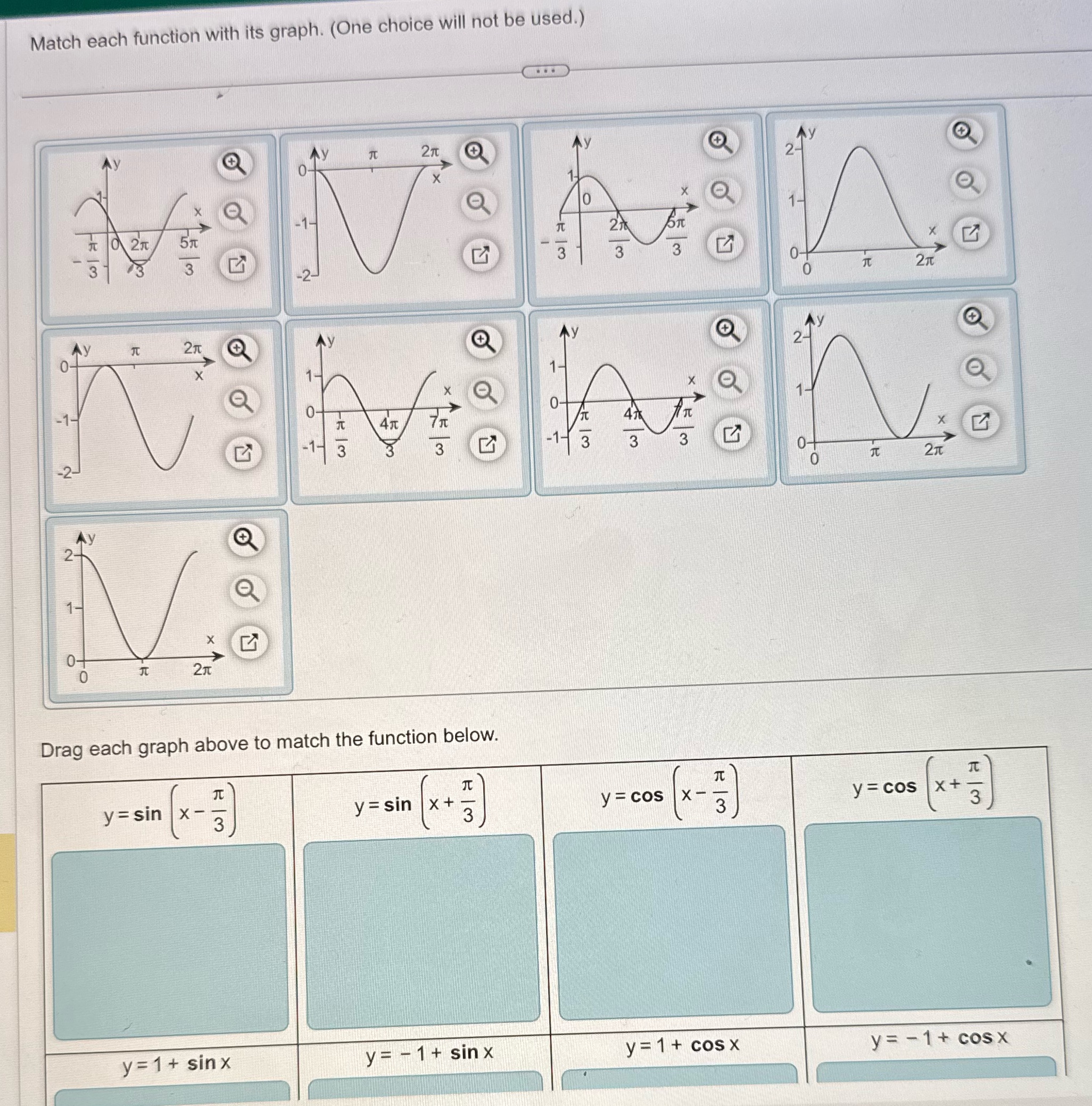  Match each function with its graph. (One choice will not be