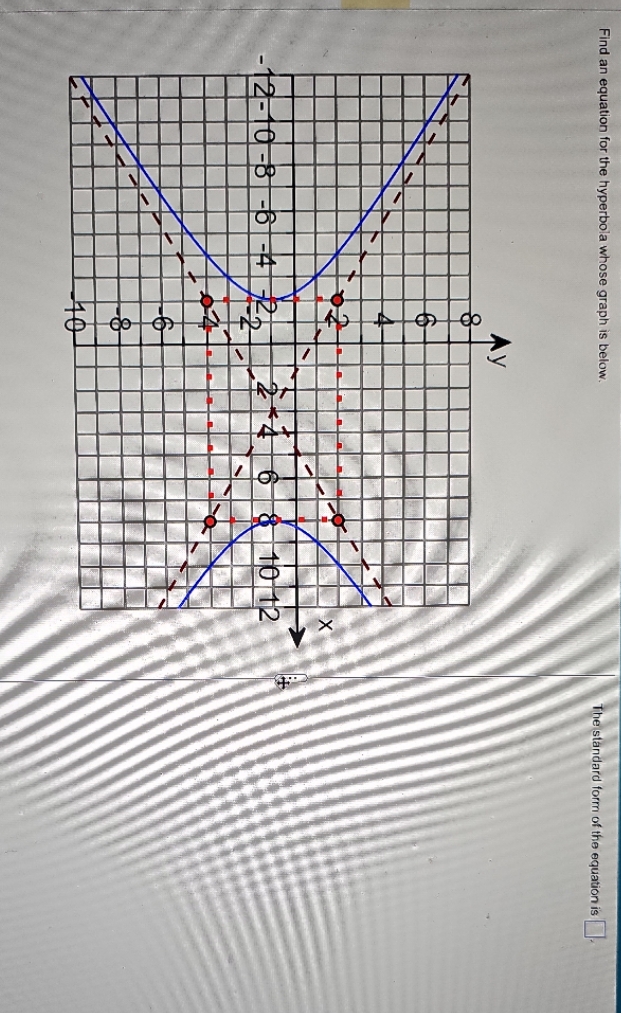  Find an equation for the hyperbola whose graph is below. The