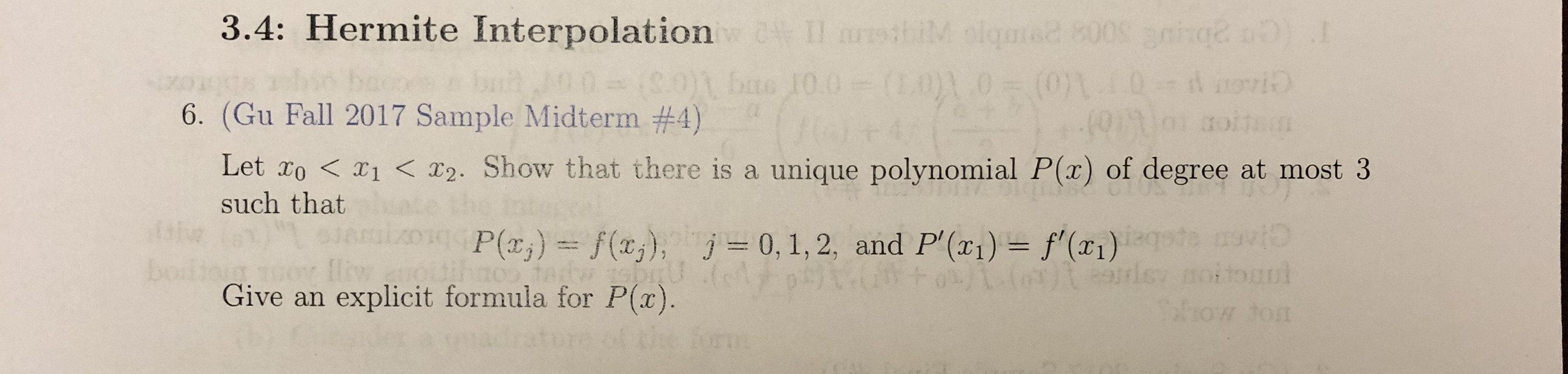 Using Hermite Interpolation for this problem 3.4: Hermite Interpolation way II anosbiM