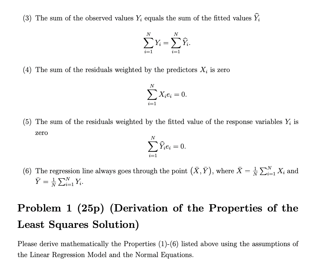 Linear Regression Model we have derived the following normal equations: N N,