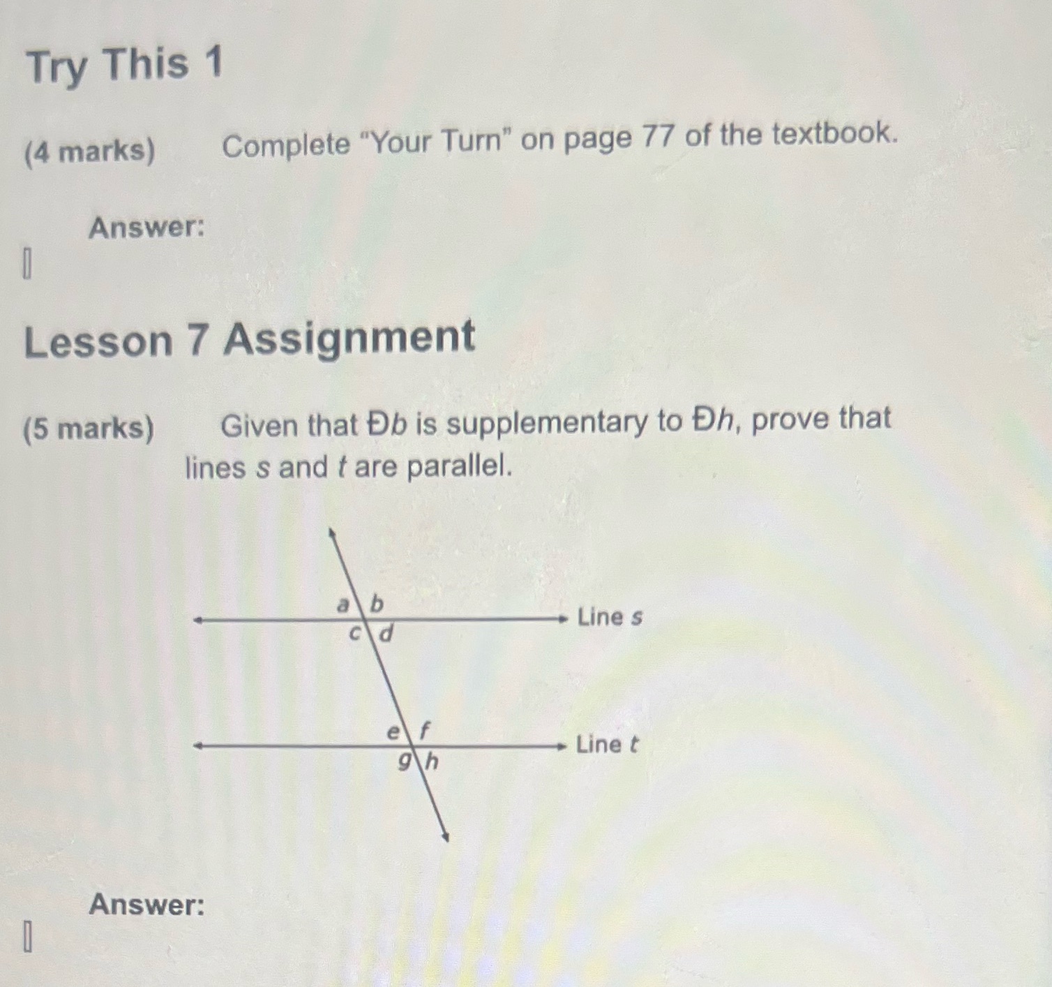 Try This 1 (4 marks) Complete "Your Turn" on page 77