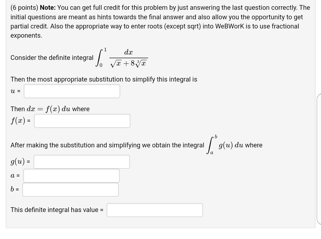 urgent help.with calculus question about integral!!!! (6 points) Note: You can get