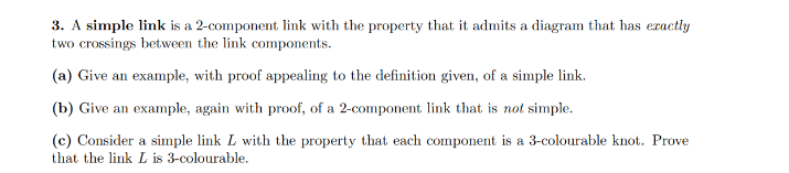  3. A simple link is a 2-component link with the property