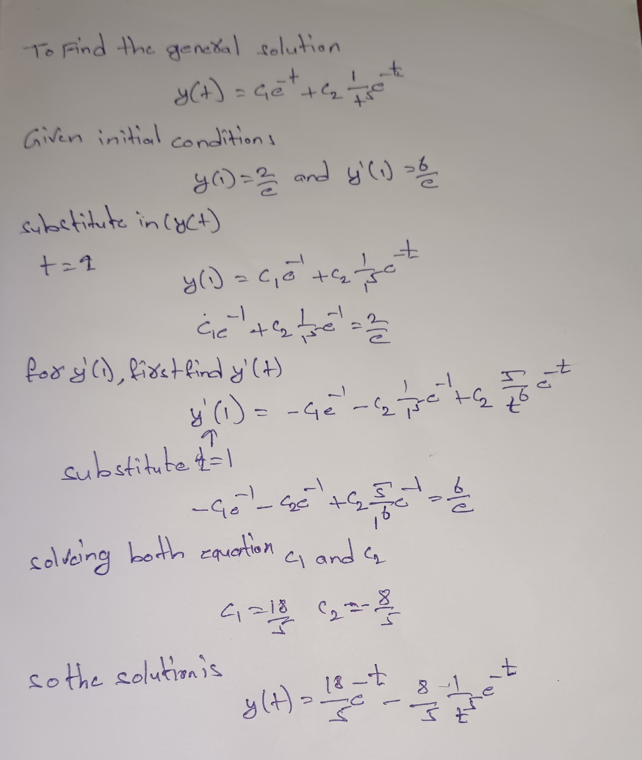 y' + (t + 6) y=0 (* y(1 ) = 2 and