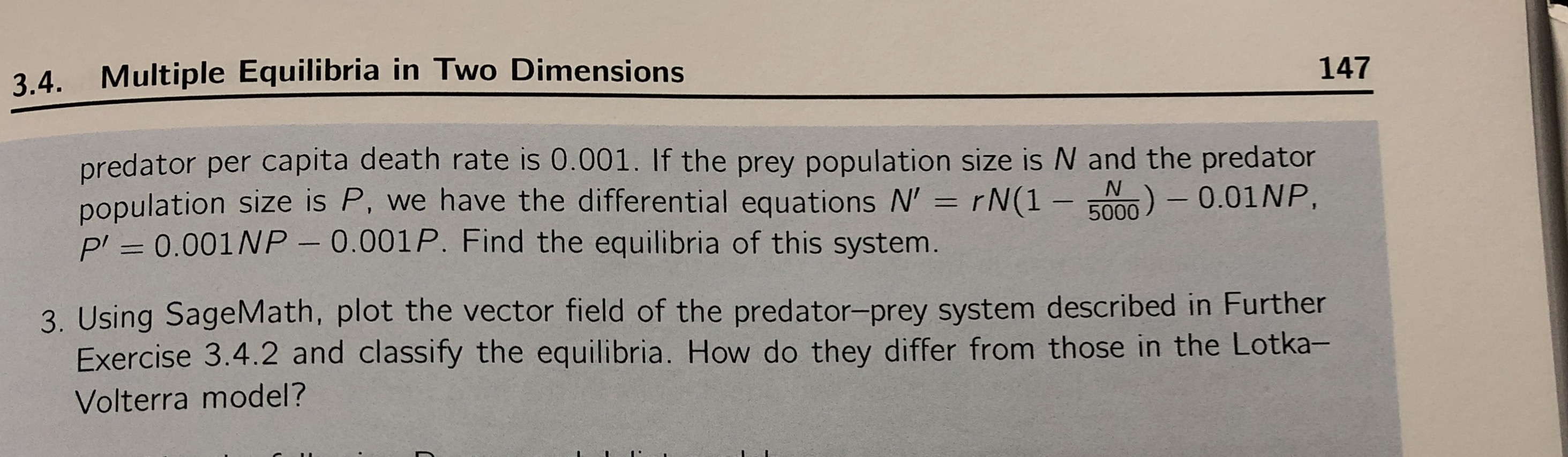  3. 4 . Multiple Equilibria in Two Dimensions 147 predator per