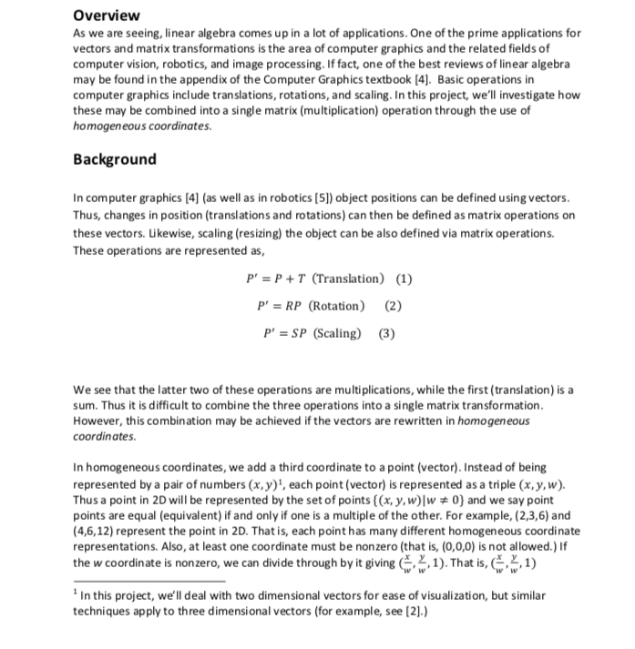 I need help Overview As we are seeing, linear algebra comes up