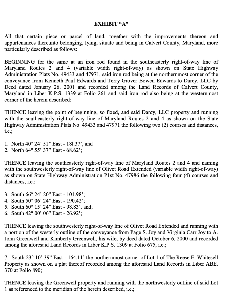 For developing Calvert Crossings project in a manner that will attract the