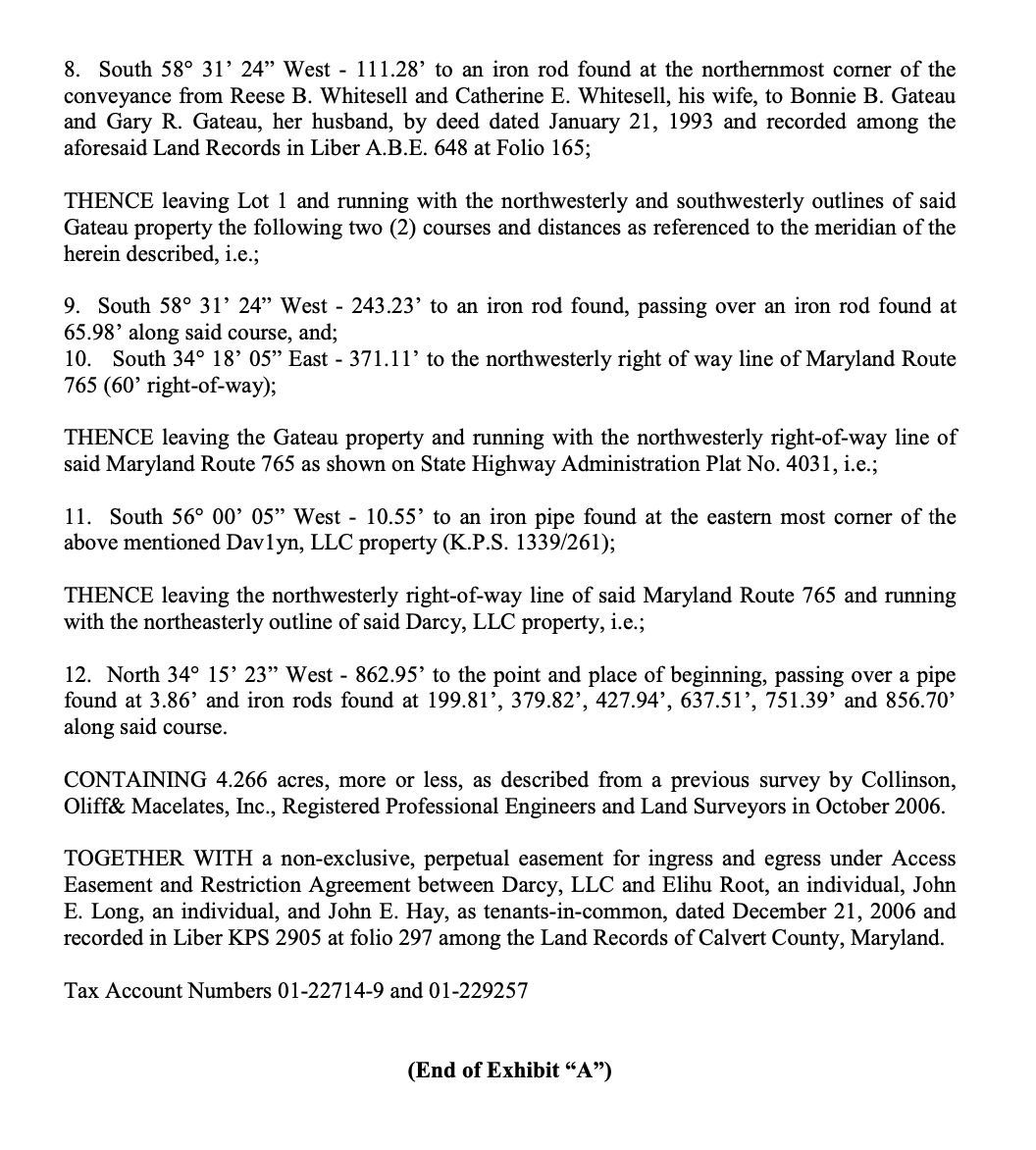 best tenants, we need an easement across the neighboring parcel owned by