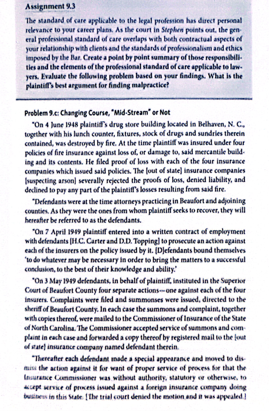 Answer the following:Problem 9cAssignment 9.3Problem 9dAssignment 9.4Section IVQ 1, 3-4 Assignment 9.3