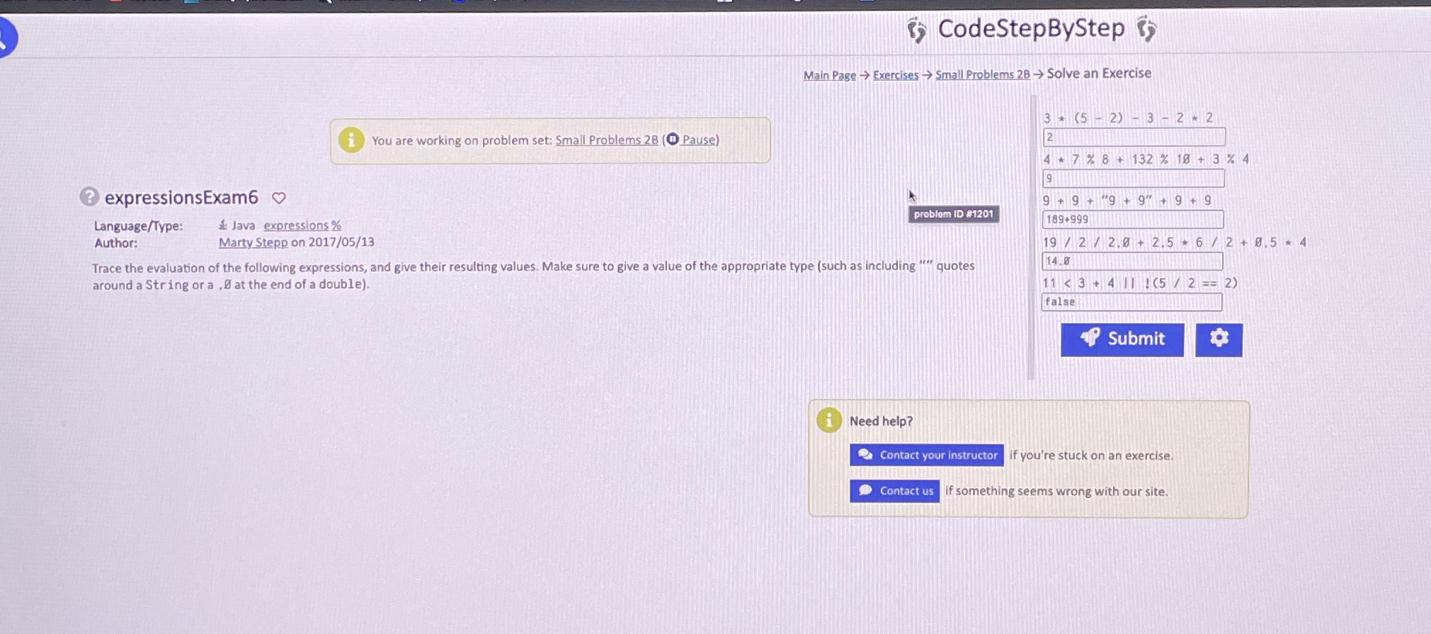 Need help CodeStepByStep Main Page -> Exercises -> Small Problems 28 ->