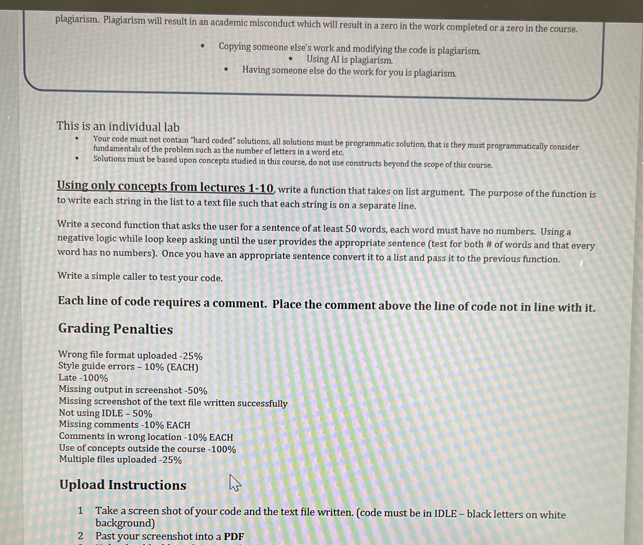 Need a code for this now plagiarism. Plagiarism will result in an