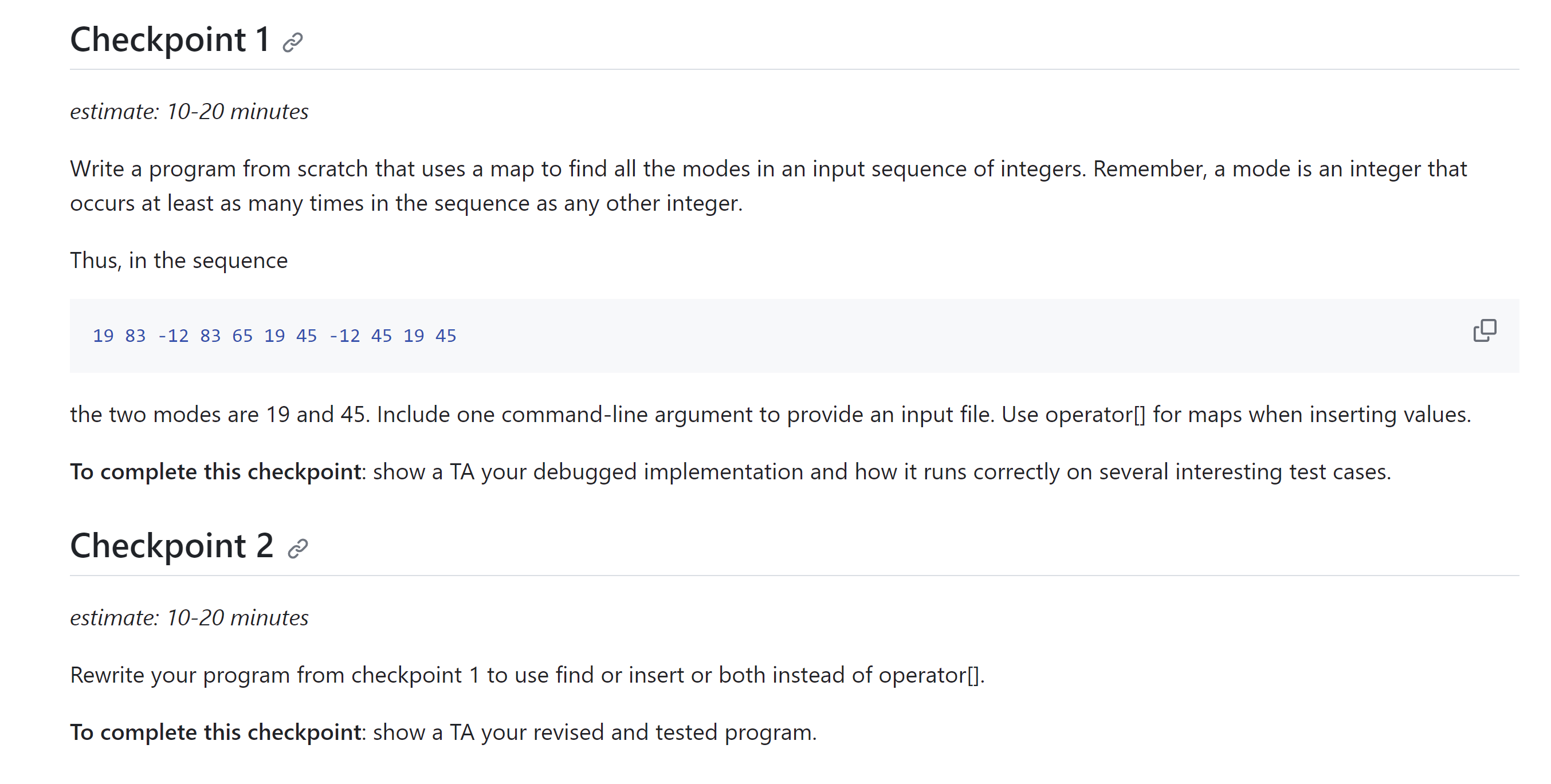  Checkpoint 1 c9 estimate: 7020 minutes Write a program from scratch