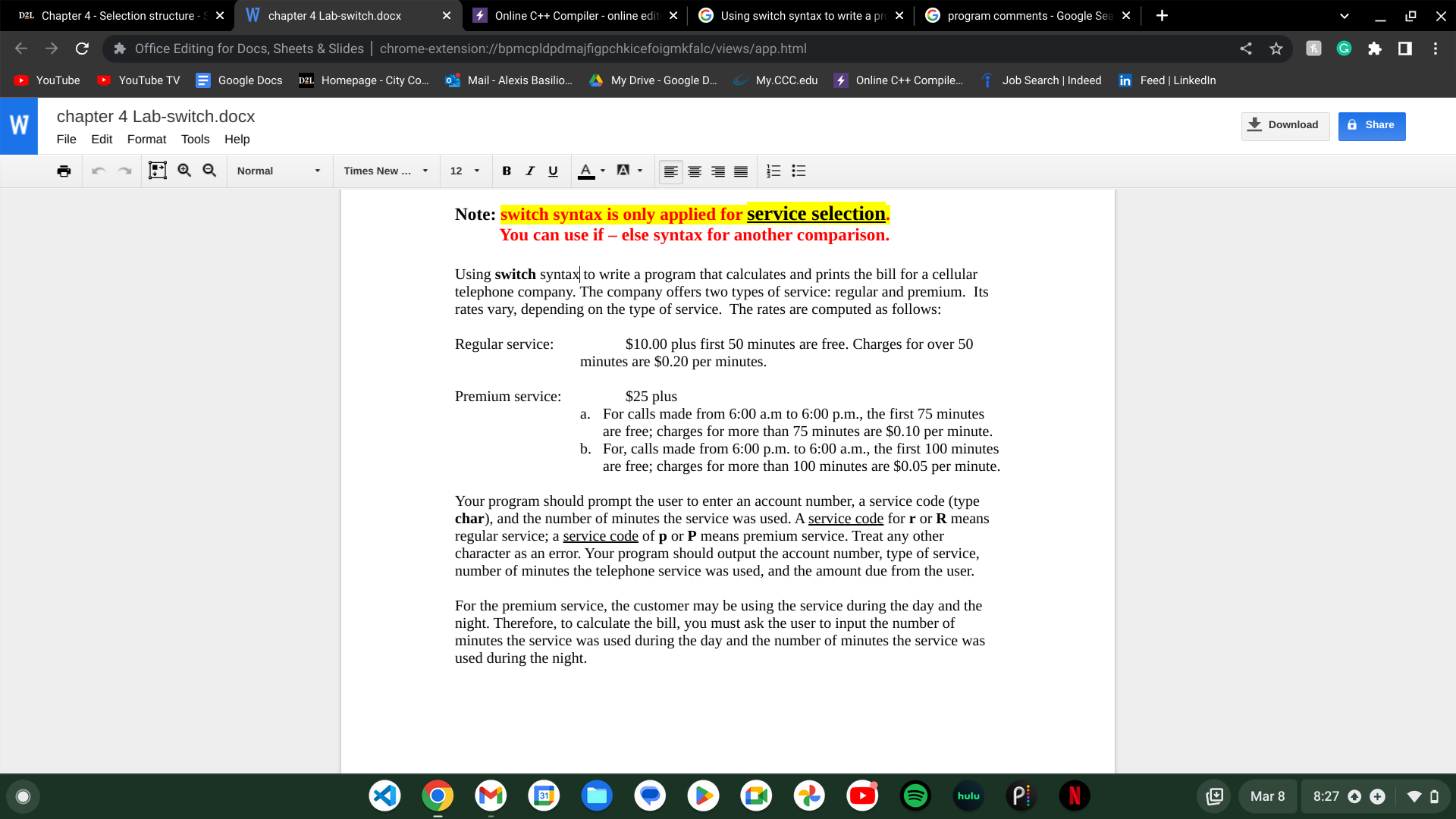 D2L Chapter 4 - Selection structure - S X W chapter