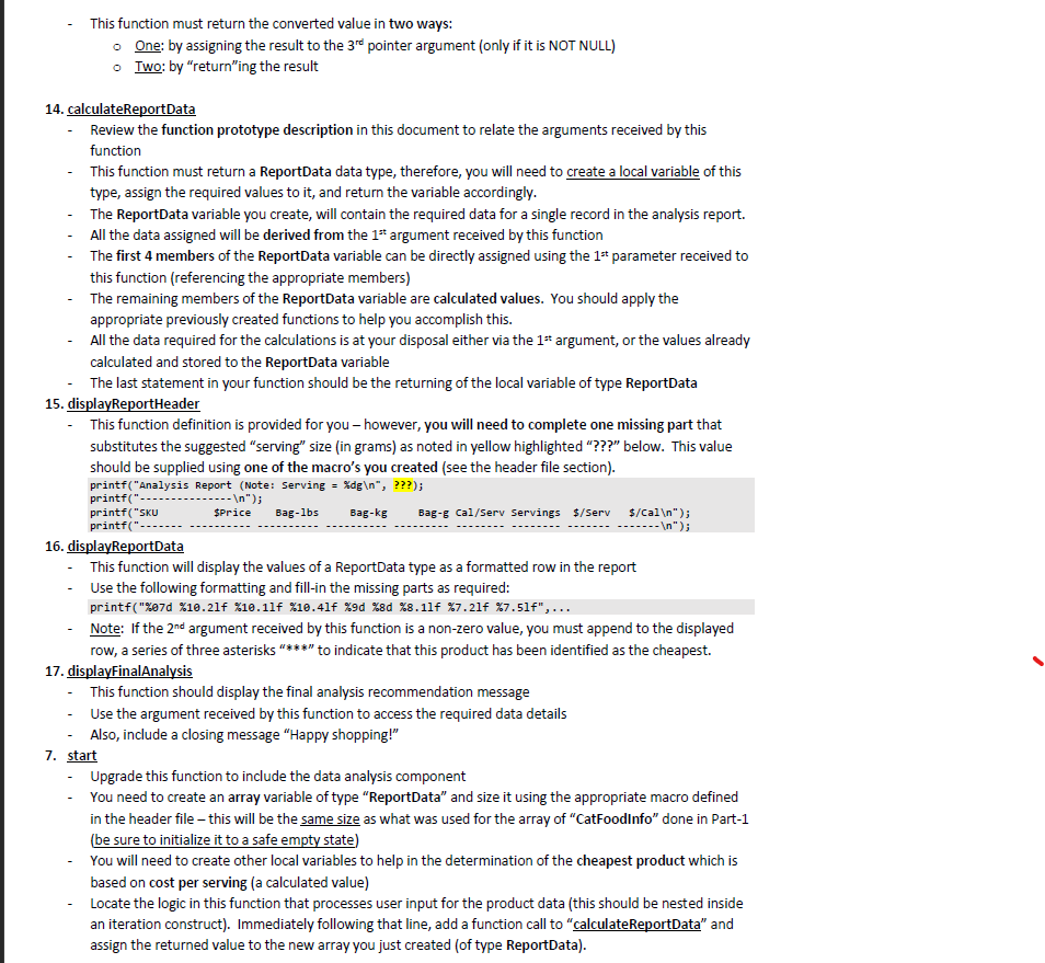 ReportData { int pro_sku; int productPrice; int caloriesPerServing; double weightLbs; double weightKg;