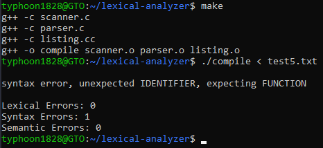 get this error: The second project involves modifying the syntactic analyzer for