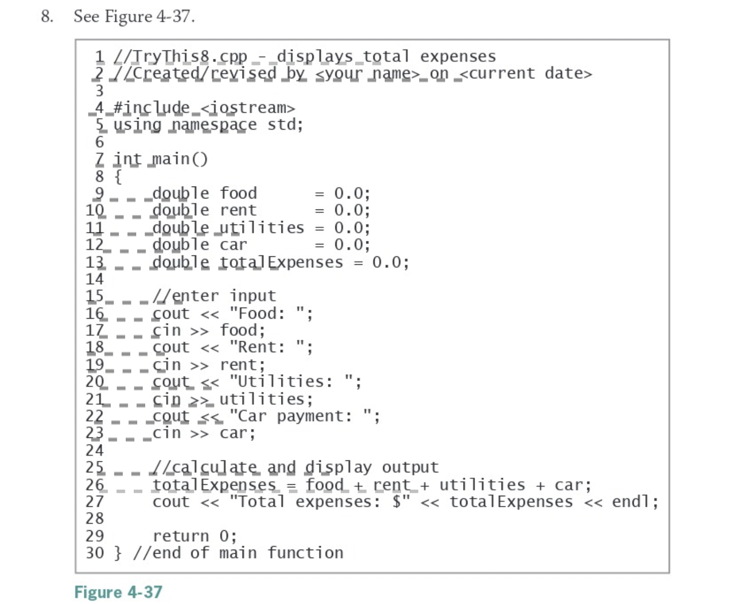Study the simple program shown in Figure 4-37 on page 111 in