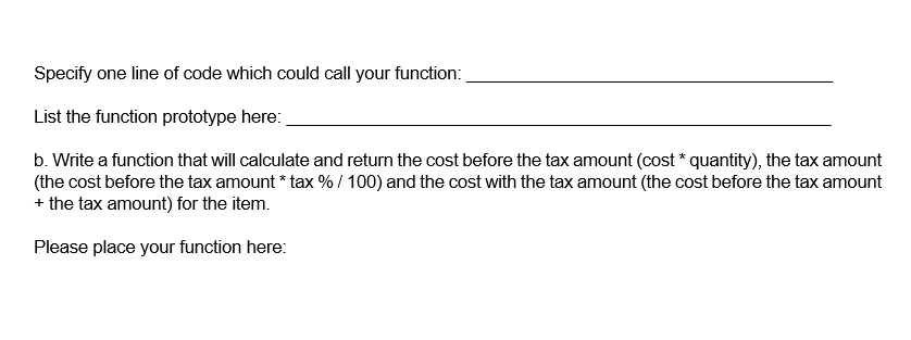 C++ Specify one line of code which could call your function: List