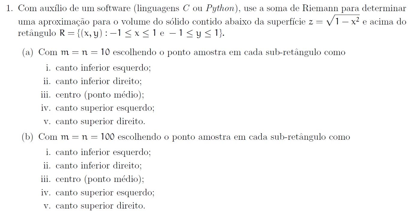 With the aid of software (C or Python languages), use the Riemann