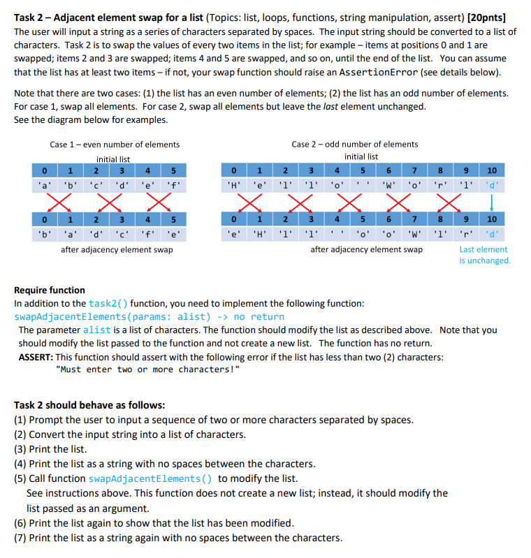 Please provide the Python code for the following question: Task 2 -