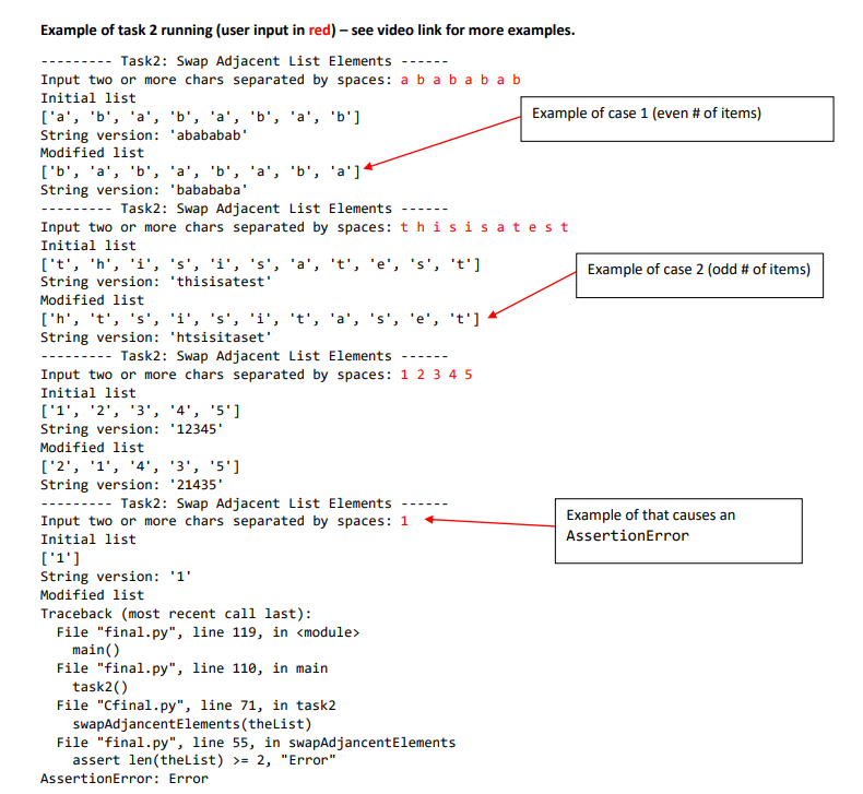 Adjacent element swap for a list (Topics: list, loops, functions, string manipulation.