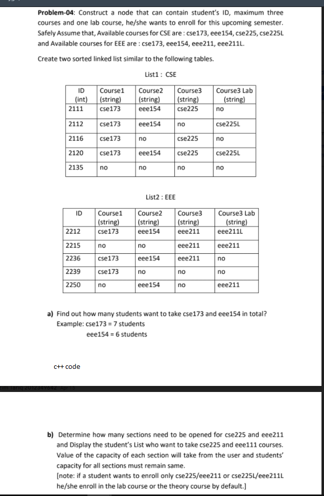 Provide me the c++ code for this problem Problem-04: Construct a node