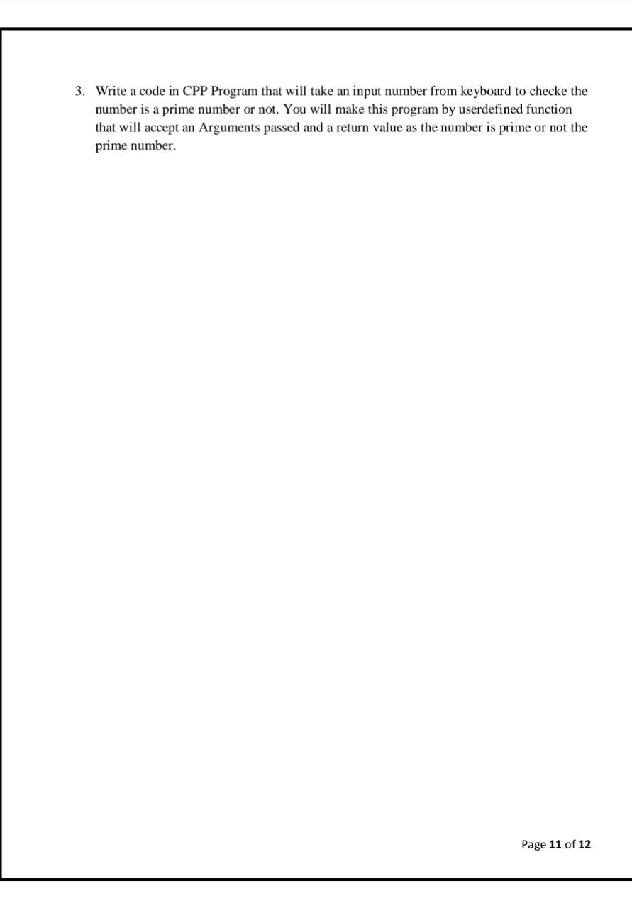  3. Write a code in CPP Program that will take an