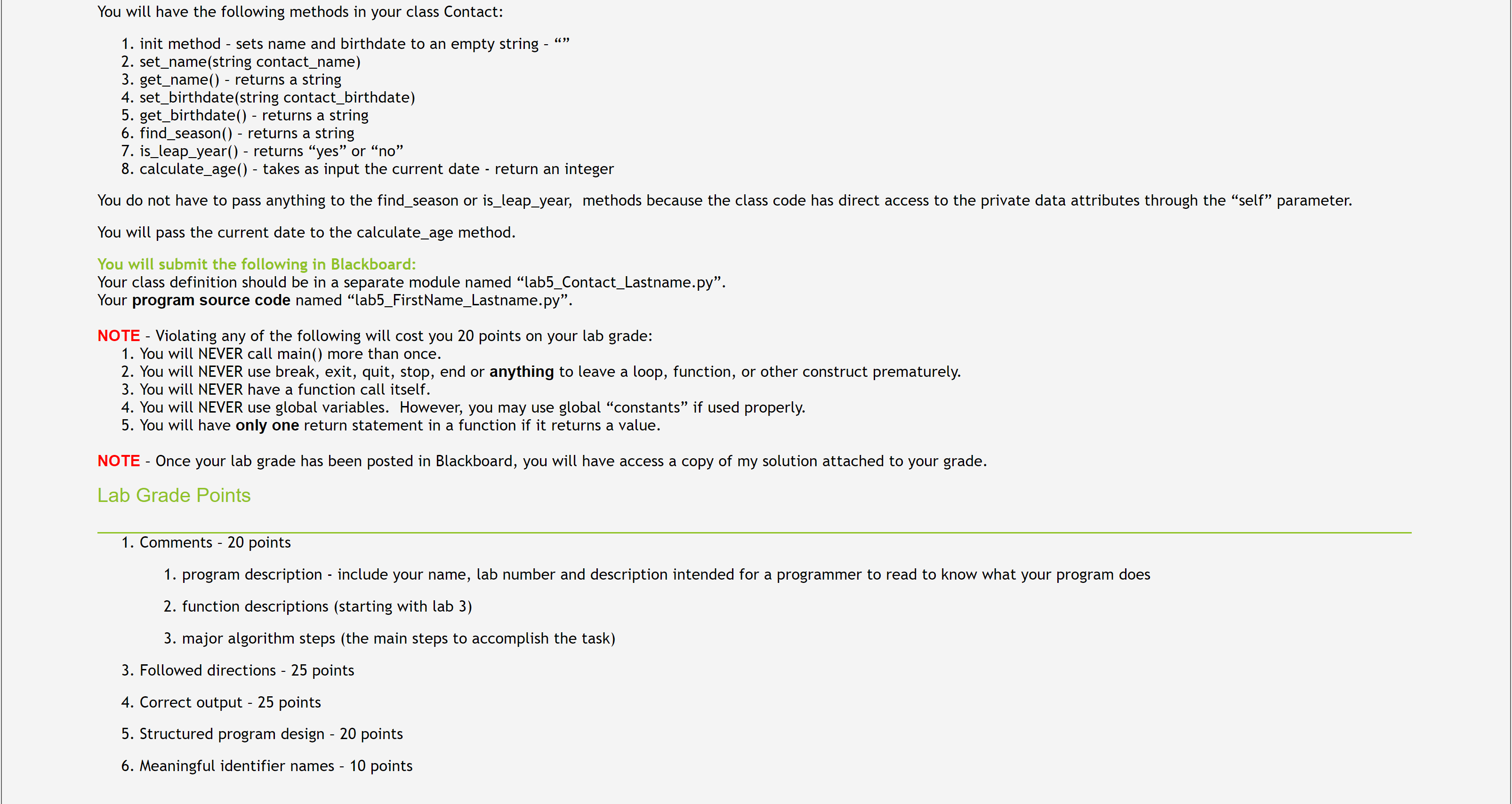 Due: 12/11/21 You will modify your Lab 4 to handle a different