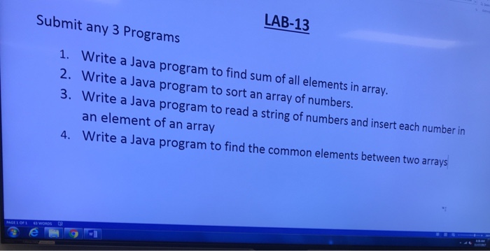 Given the n points(2l,Vi), 0 LAB-13 Submit any 3 Programs 1. Write