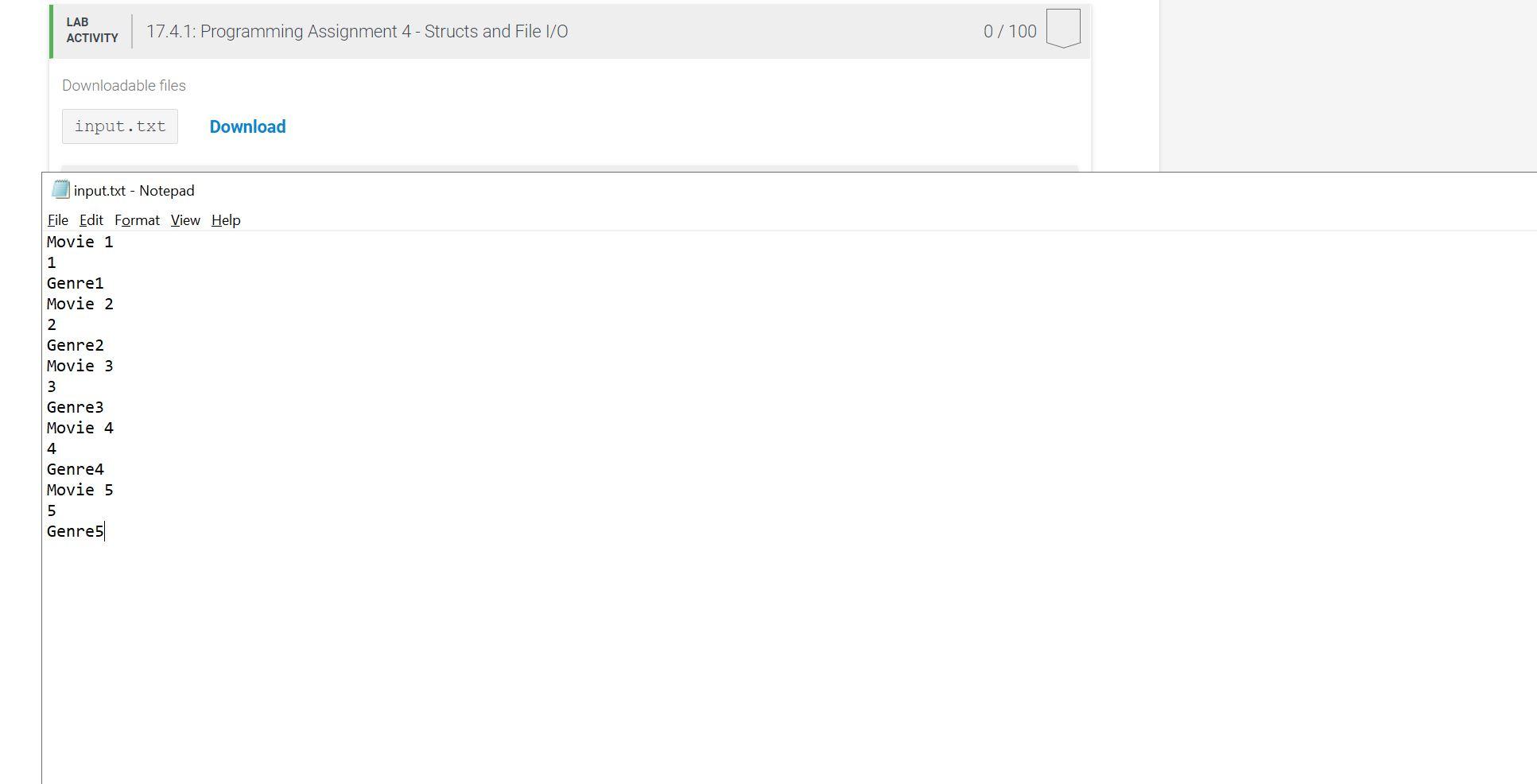 17.4 Programming Assignment 4 - Structs and File I/OProblem:You are asked to
