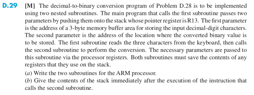  D.29 [M] The decimal-to-binary conversion program of Problem D28 is to