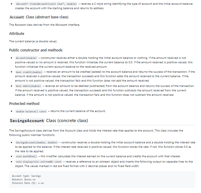 Bank Accounts(100%) In this workshop, you create an inheritance hierarchy for the