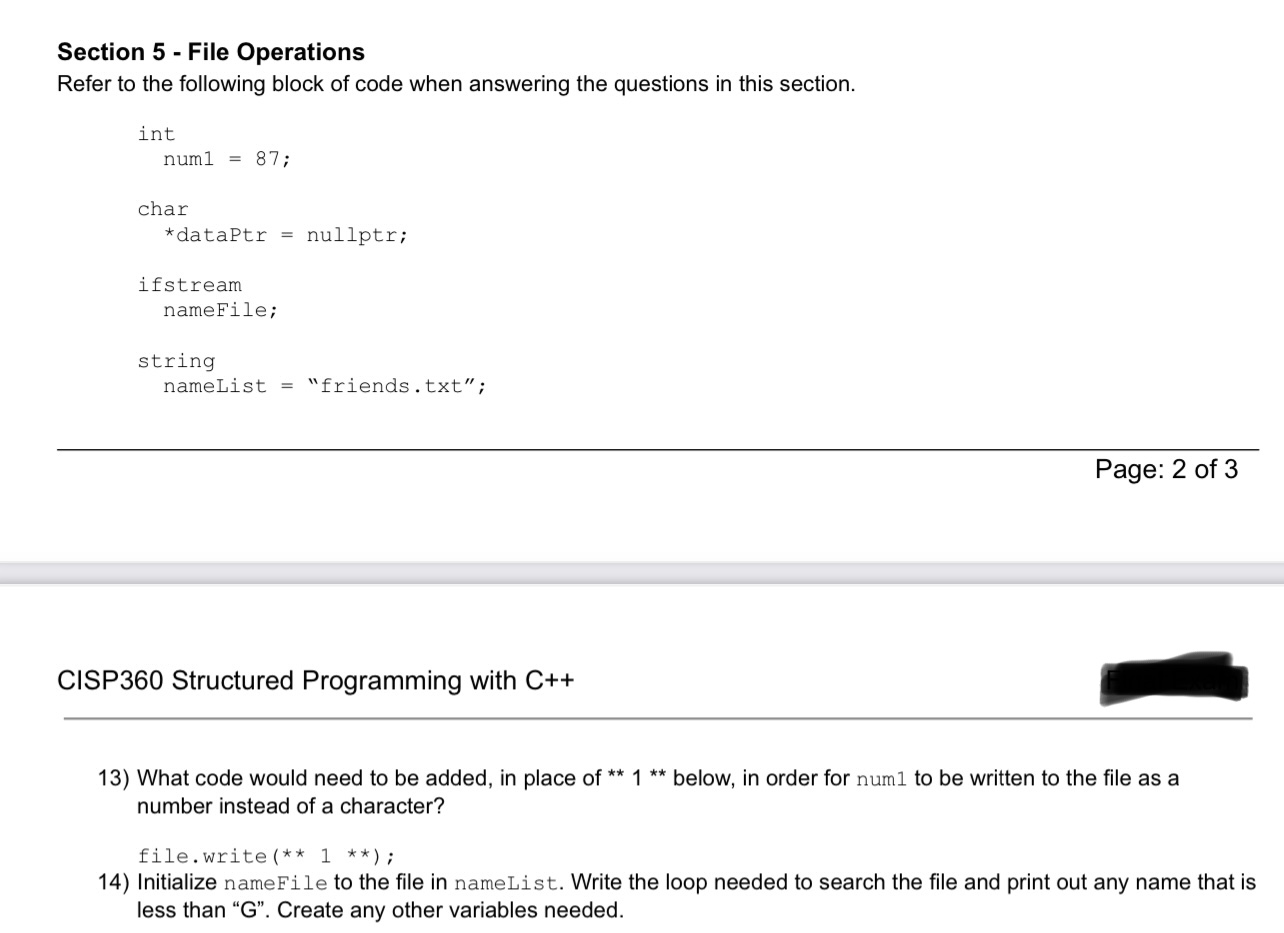 code when answering the questions in this section. struct Pet { string