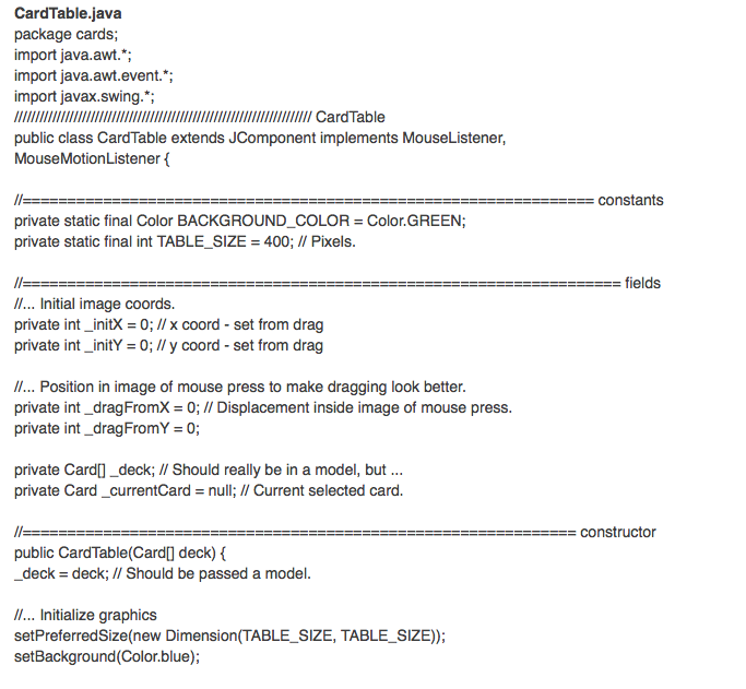 codes:Deck.javaCard.javaCardTable.javademo.java I am compiling them in different files. They can't be all