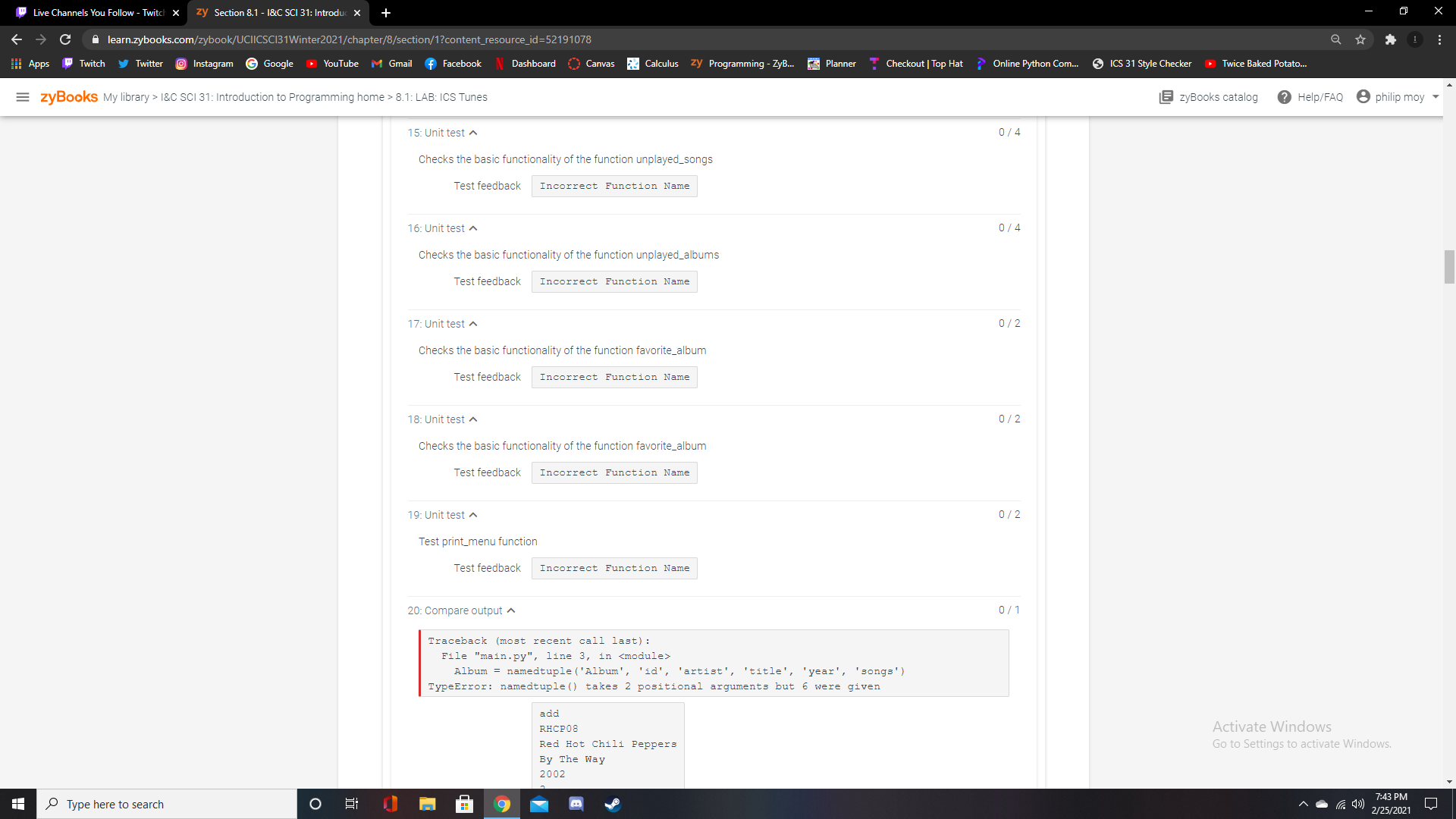 Programming - ZyB... Planner T Checkout | Top Hat > Online Python