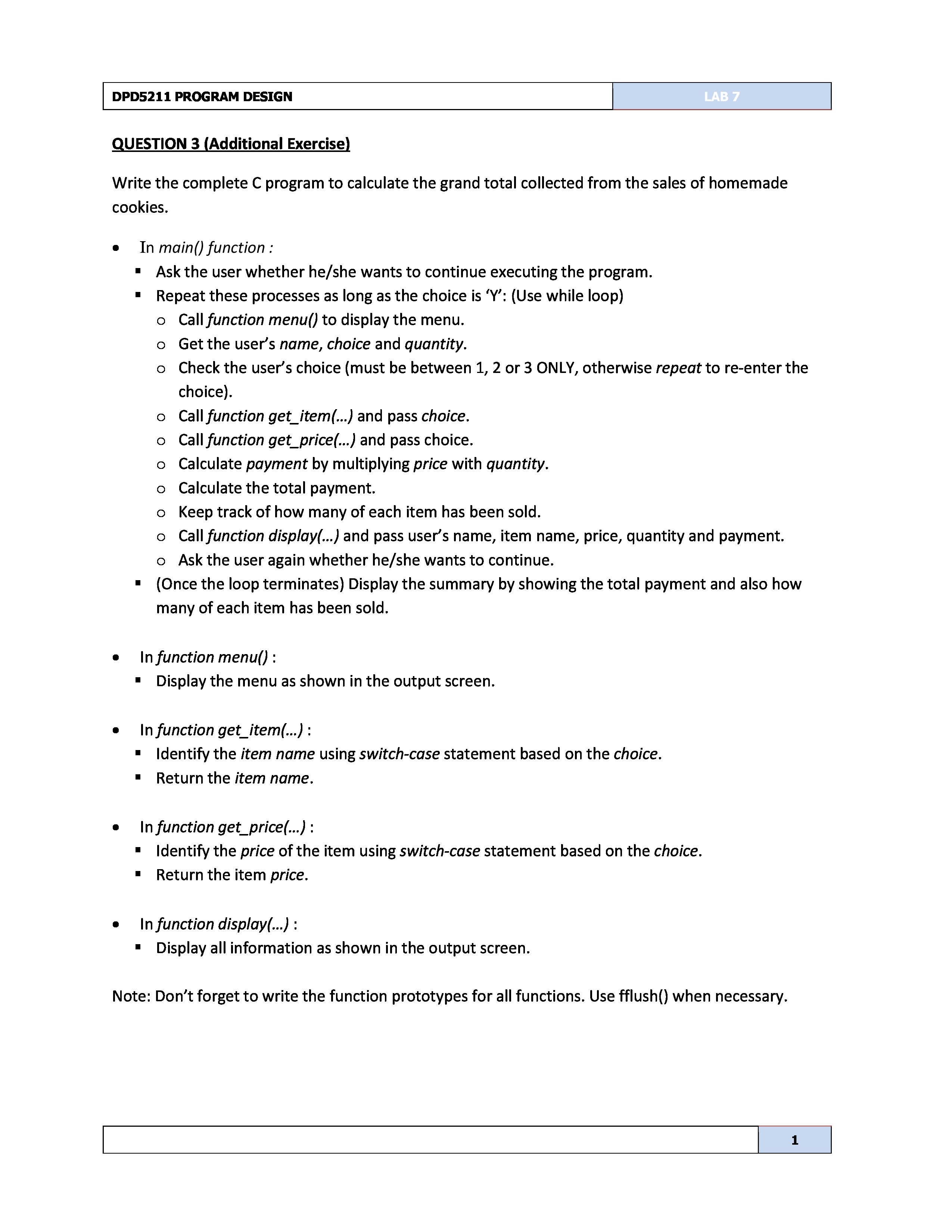 Question below needs to be done in standard C language not C++