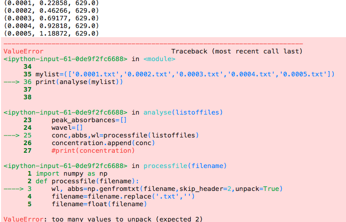 code to analyse my list of files one by one but it