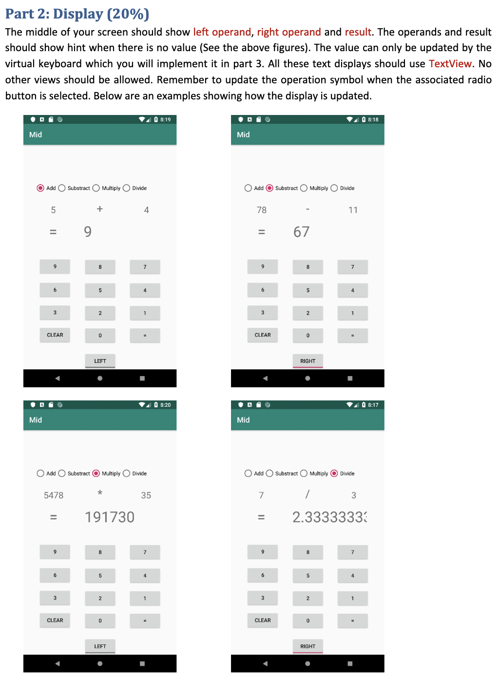 1: Change operator (20%) In this exam, you will be asked to