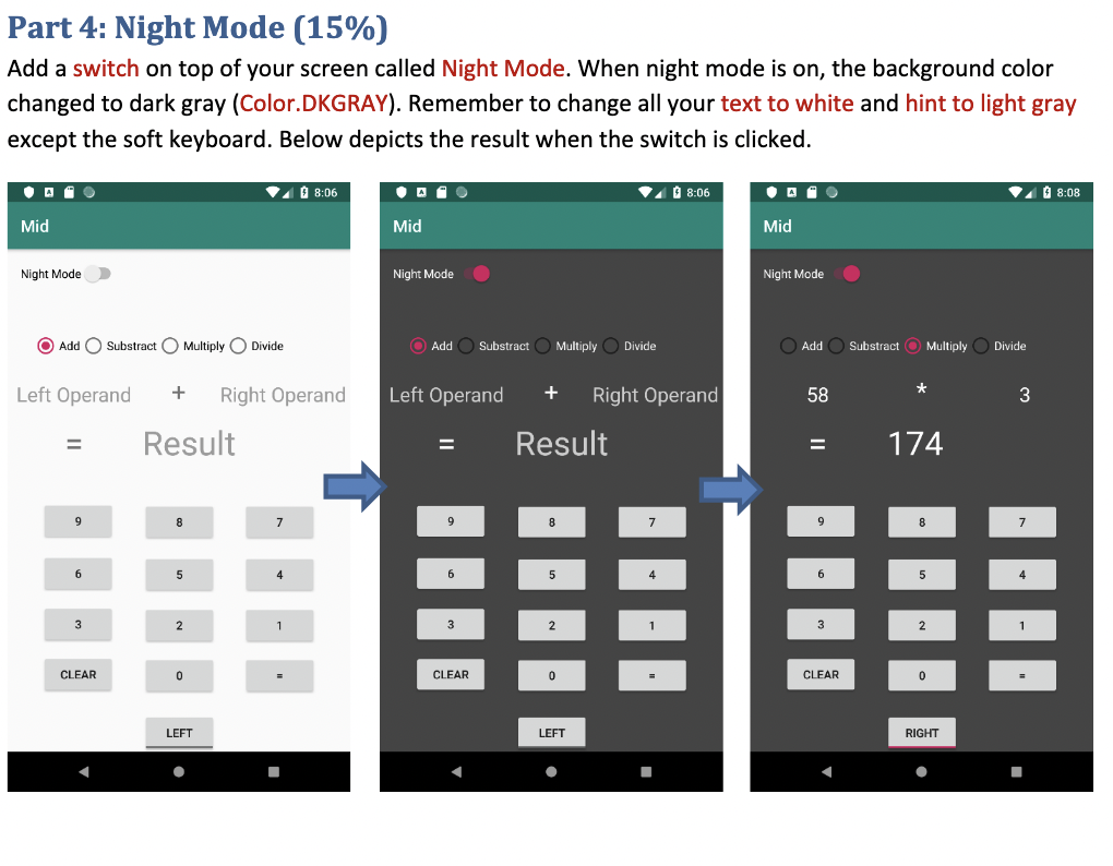 for determining numeric operator. When the button is selected, the associated operator