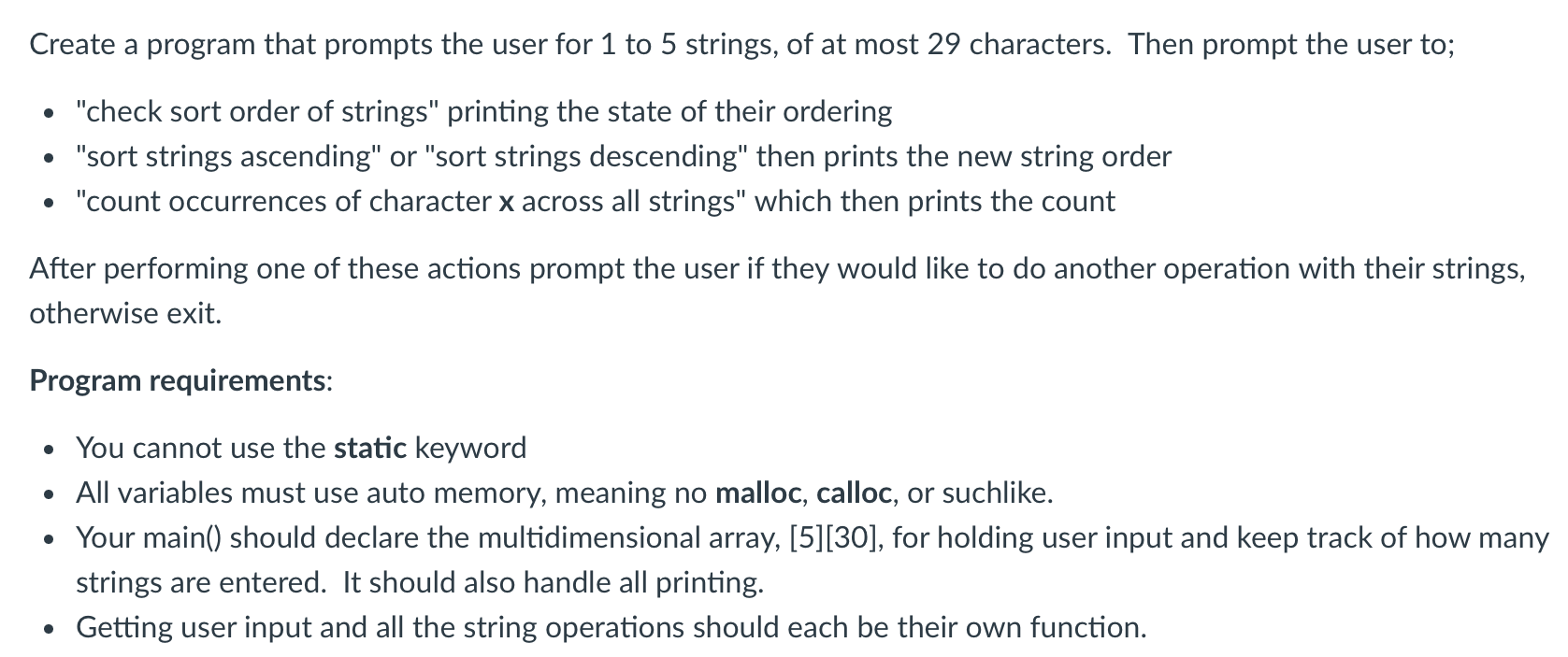 Use C language to solve this... Create a program that prompts the